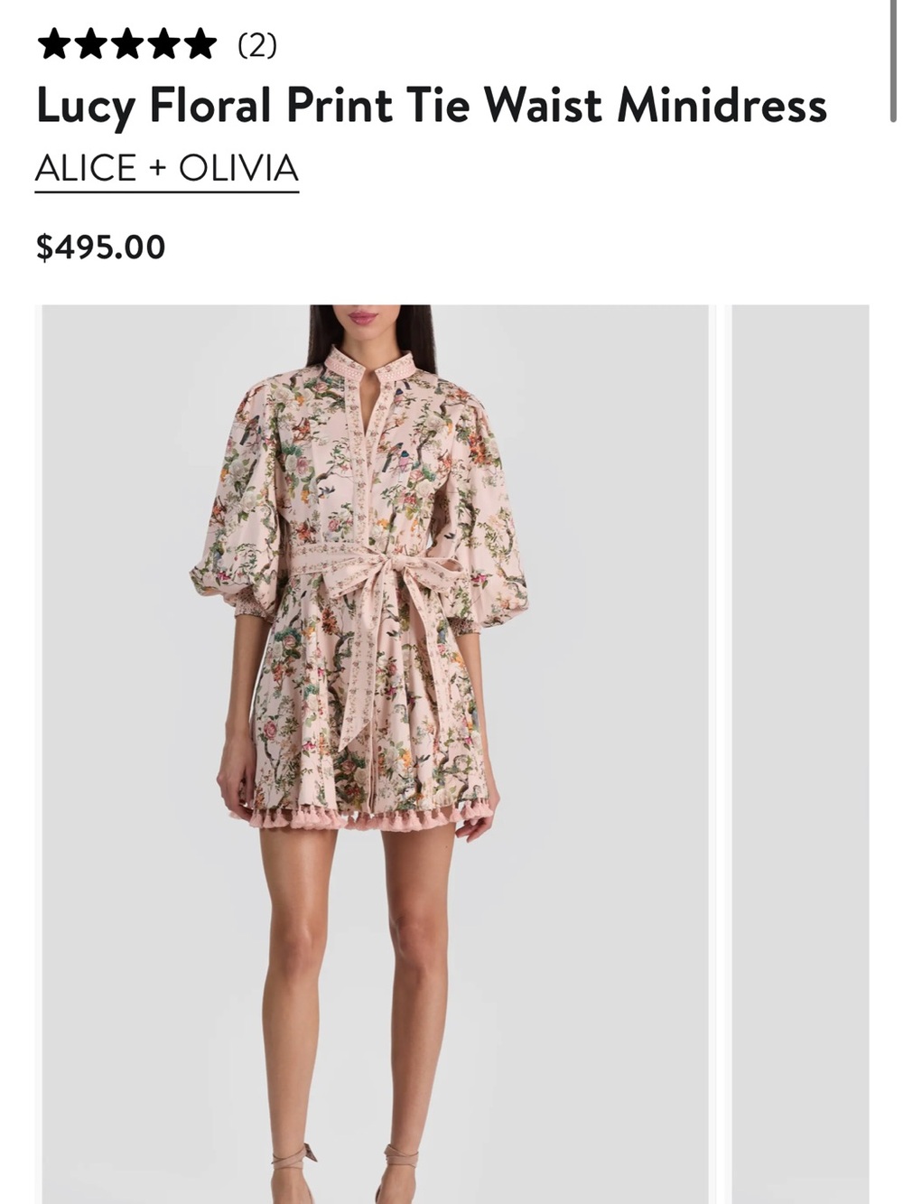 Alice + Olivia Pink Floral Tie-Waist Minidress